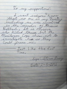 New Letter From Steven Avery